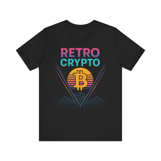 Retro Crypto T-Shirt - 80s Vaporwave Neon Bitcoin Design by TheBullThread