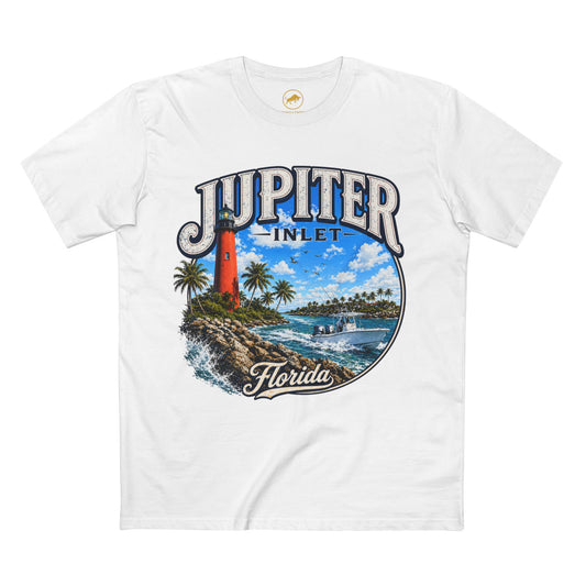 Jupiter Inlet Florida Premium White Shirt, AS Colour 5001 Lighthouse Boat Tee, Coastal Florida T Shirt, Tee, Jupiter Lighthouse.