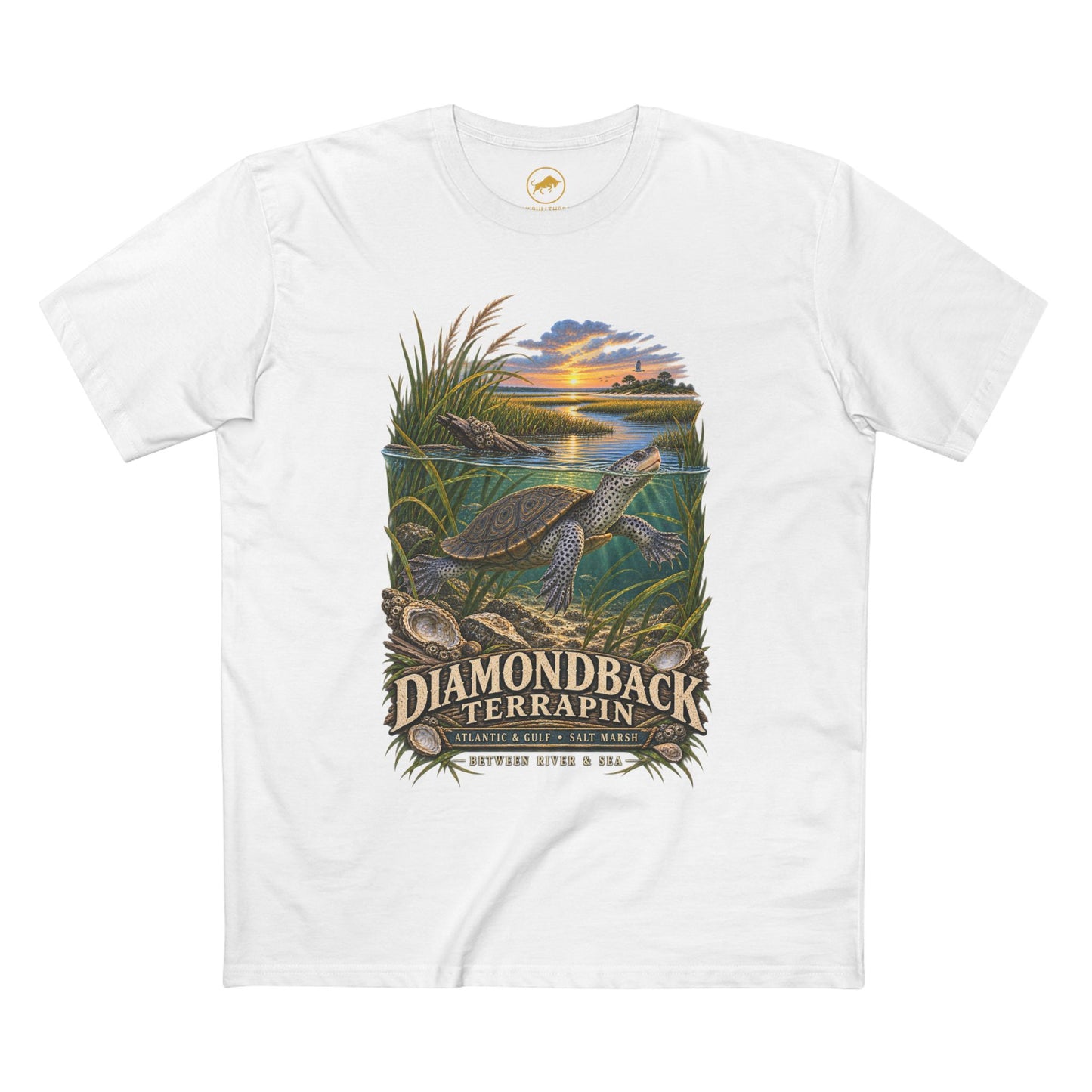 Diamondback Terrapin Shirt, Salt Marsh Wildlife Graphic Tee, Coastal Turtle Nature Gift