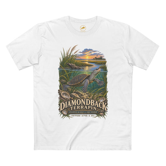 Diamondback Terrapin Shirt, Salt Marsh Wildlife Graphic Tee, Coastal Turtle Nature Gift