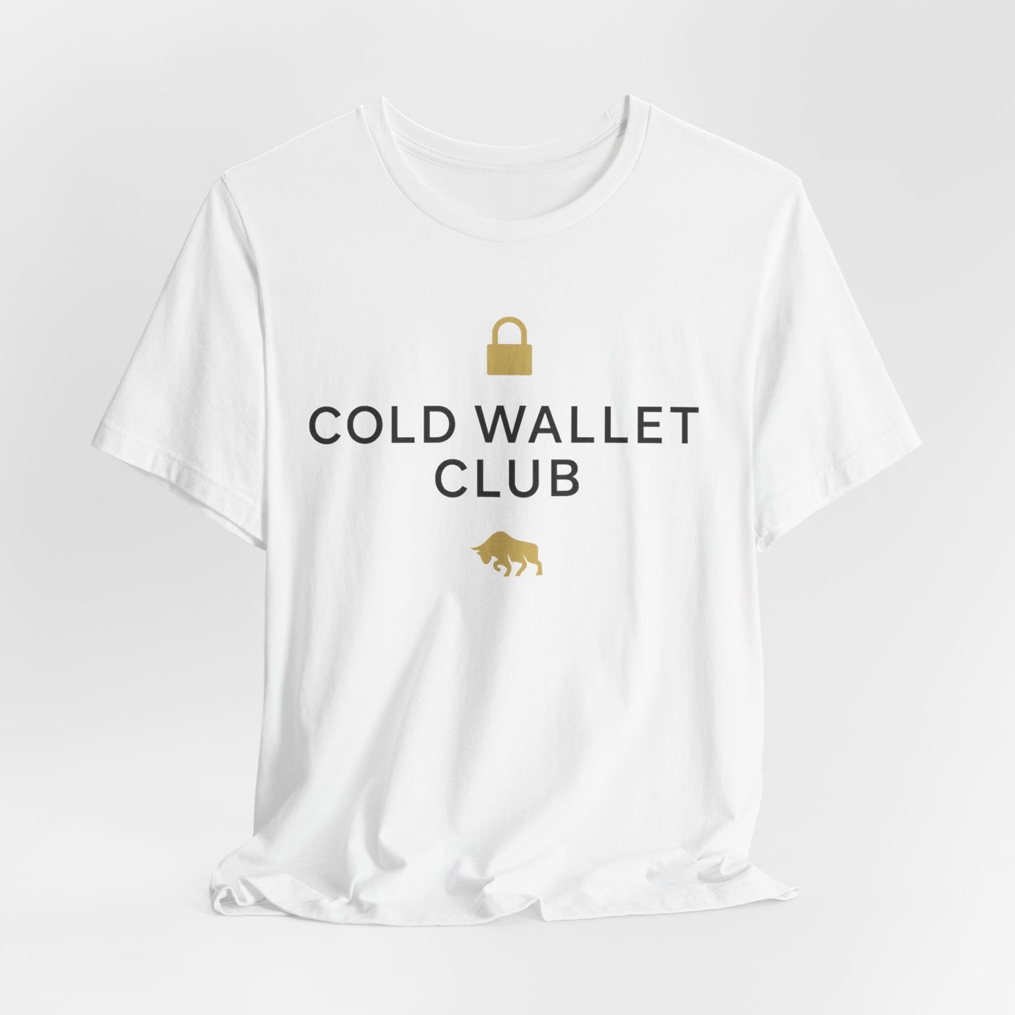 Premium Crypto Investor Shirt - Cold Wallet Club Gold Lock & Bull Design by TheBullThread