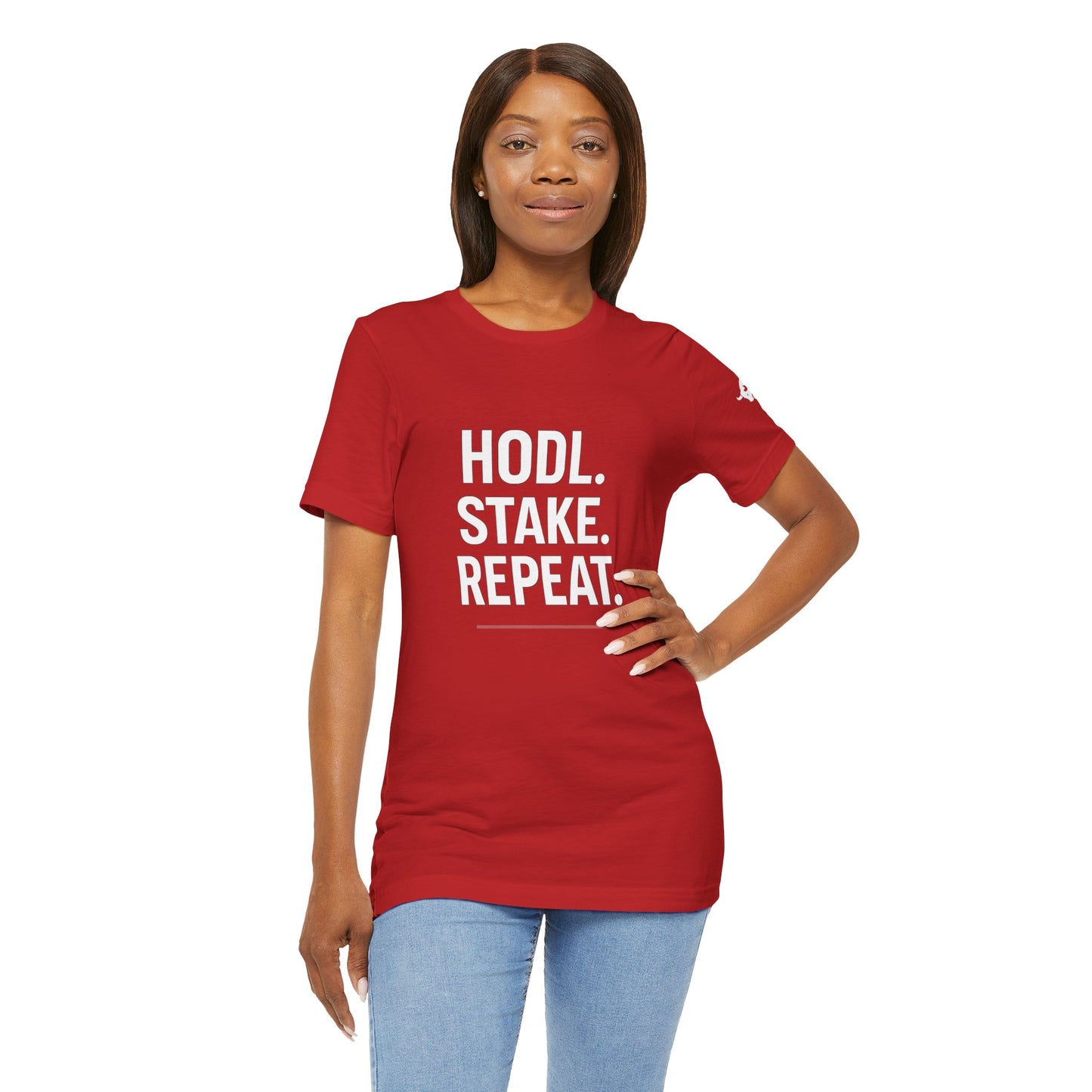 Premium Crypto Tee – HODL Stake Repeat Minimalist Streetwear by TheBullThread