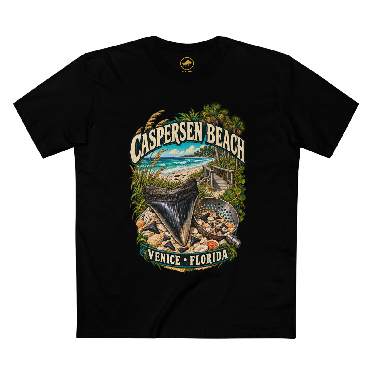 Caspersen Beach Shirt, Venice Florida Fossil Shark Tooth Hunting Tee.