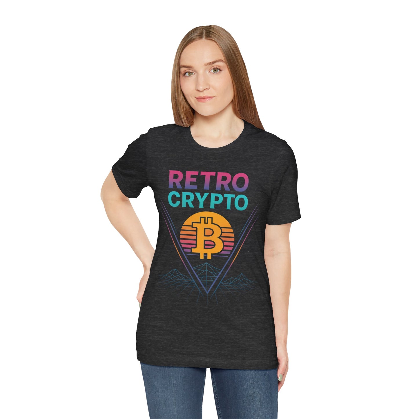 Retro Crypto T-Shirt - 80s Vaporwave Neon Bitcoin Design by TheBullThread