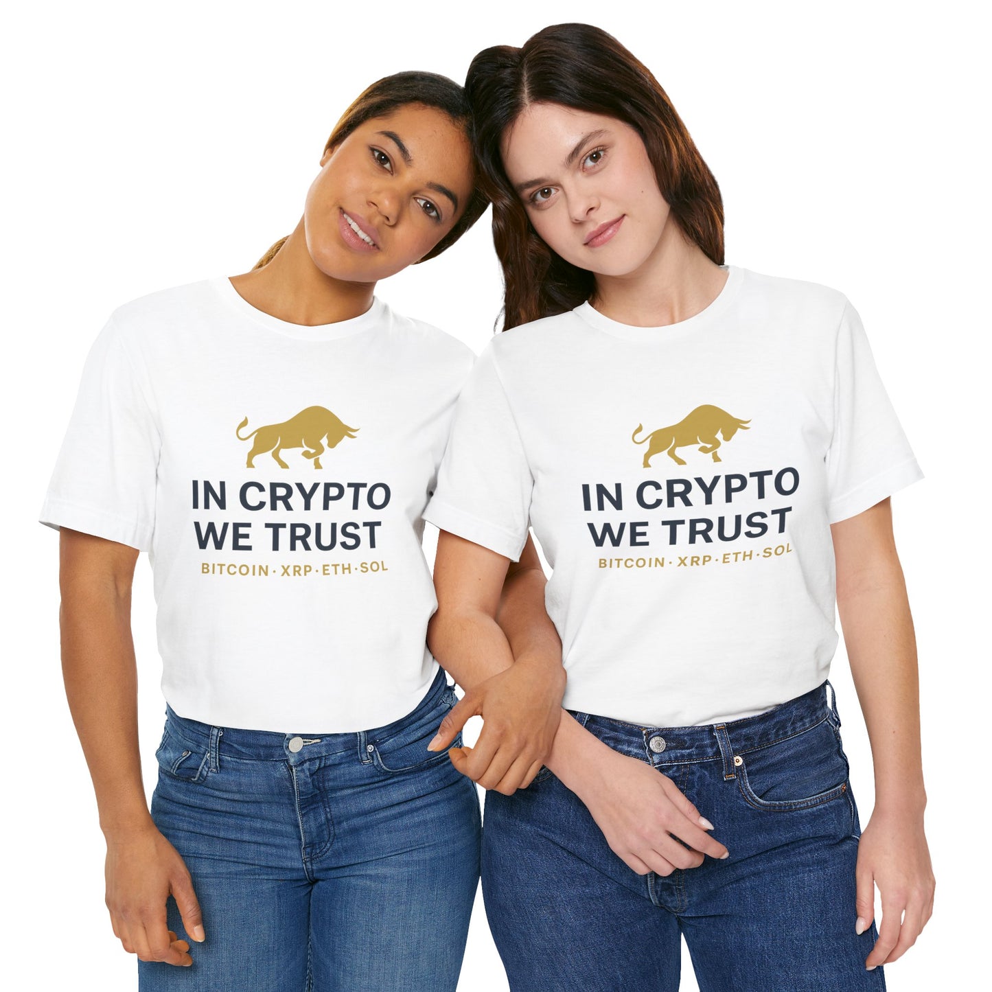 In Crypto We Trust - Premium Bitcoin XRP ETH SOL Bull Shirt.