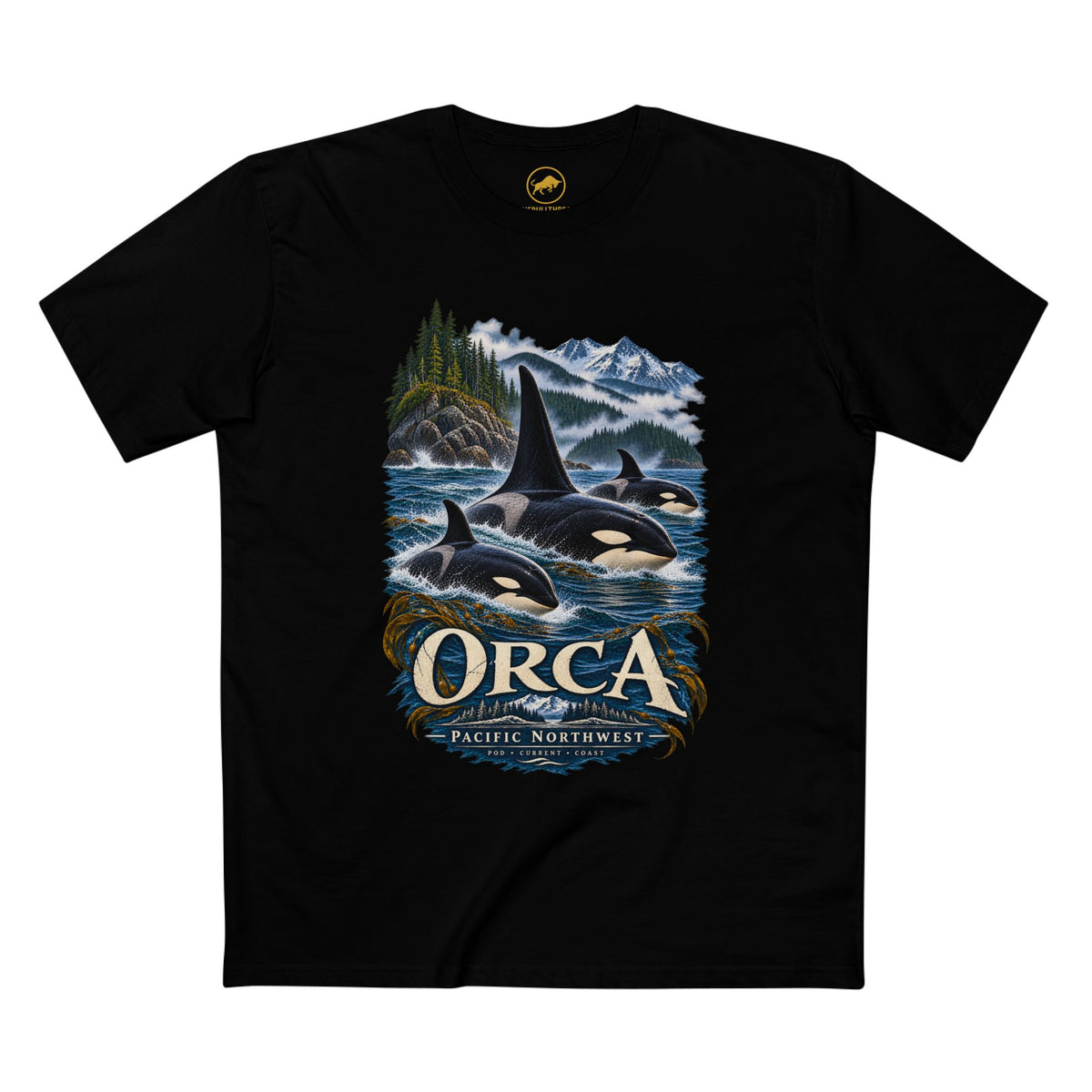 Orca Shirt, Pacific Northwest Killer Whale Graphic Tee, PNW Whale Watching T-Shirt.