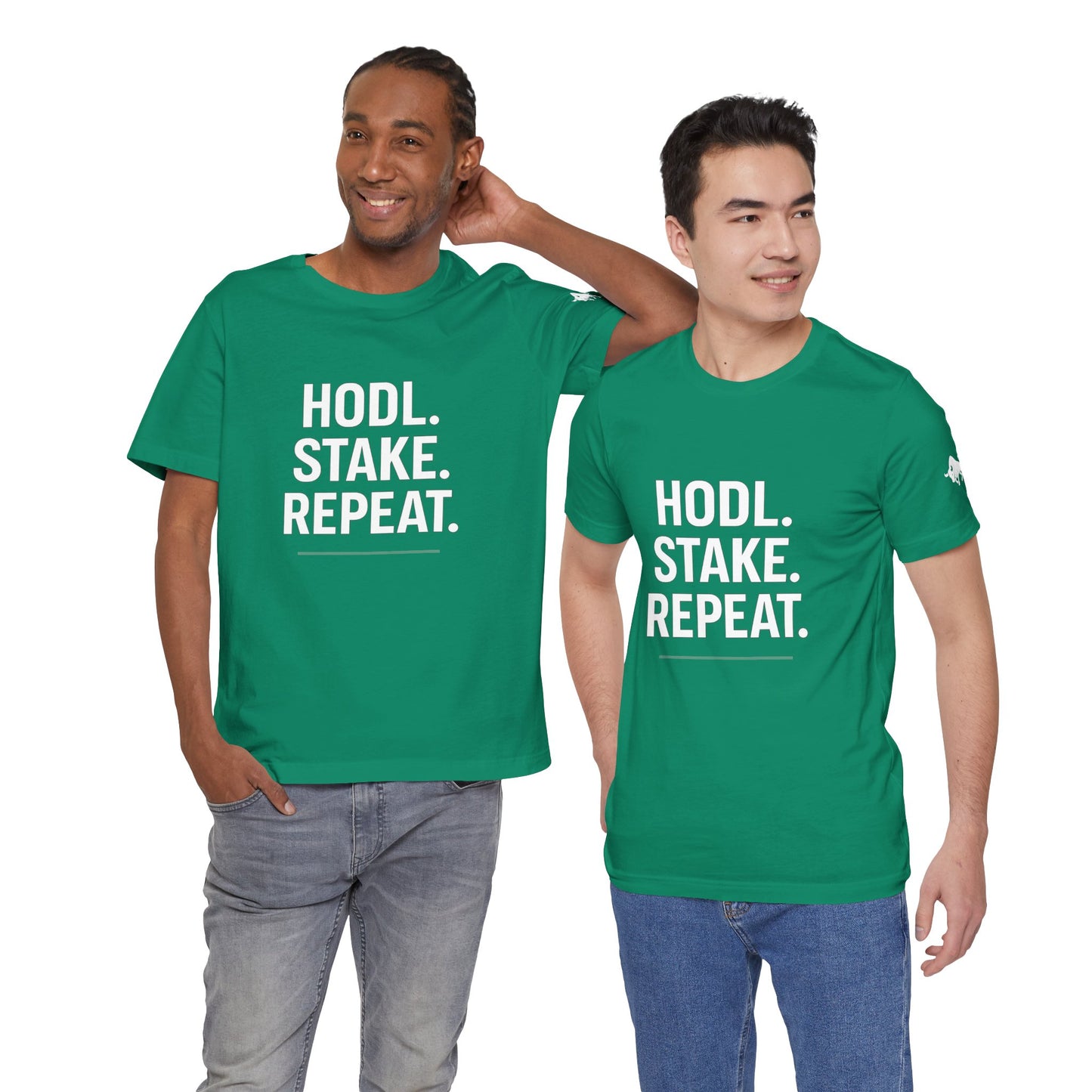 Premium Crypto Tee – HODL Stake Repeat Minimalist Streetwear by TheBullThread