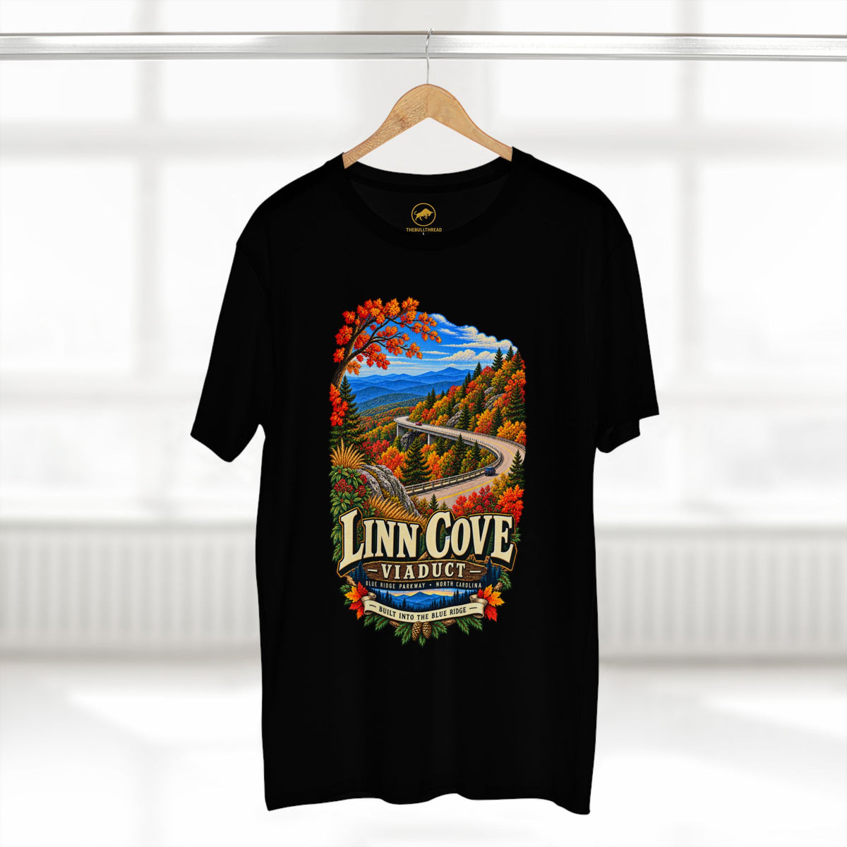 Linn Cove Viaduct T-Shirt, Blue Ridge Parkway North Carolina Mountain Graphic Tee.