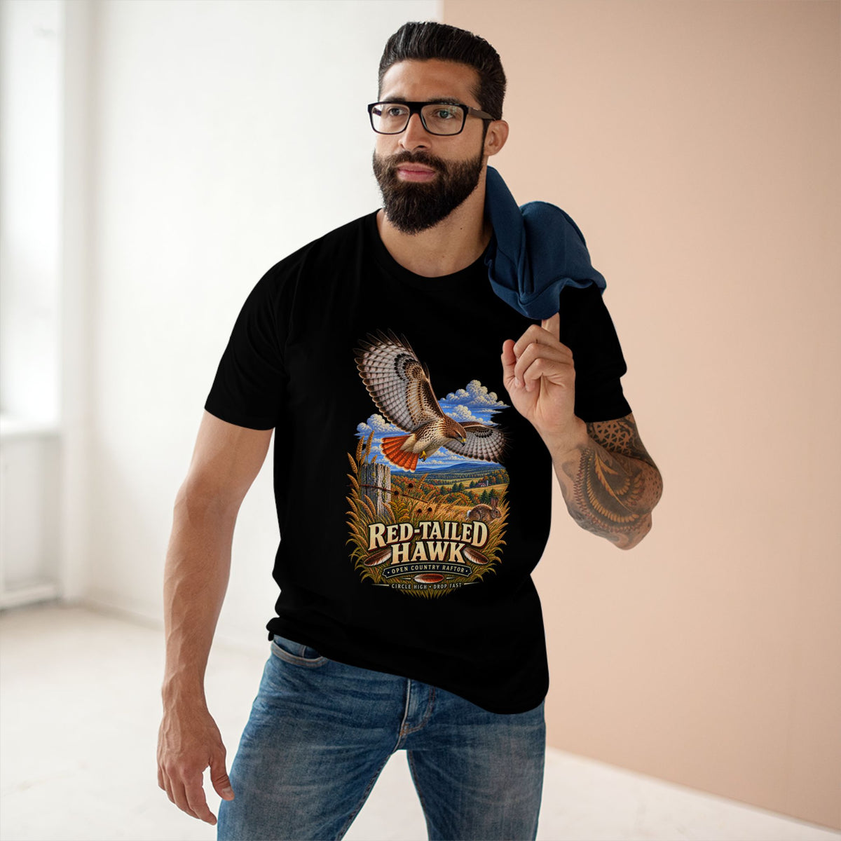 Red-Tailed Hawk Shirt: Birding Raptor Tee, Birdwatcher Gift, Bird of Prey Wildlife T-Shirt.