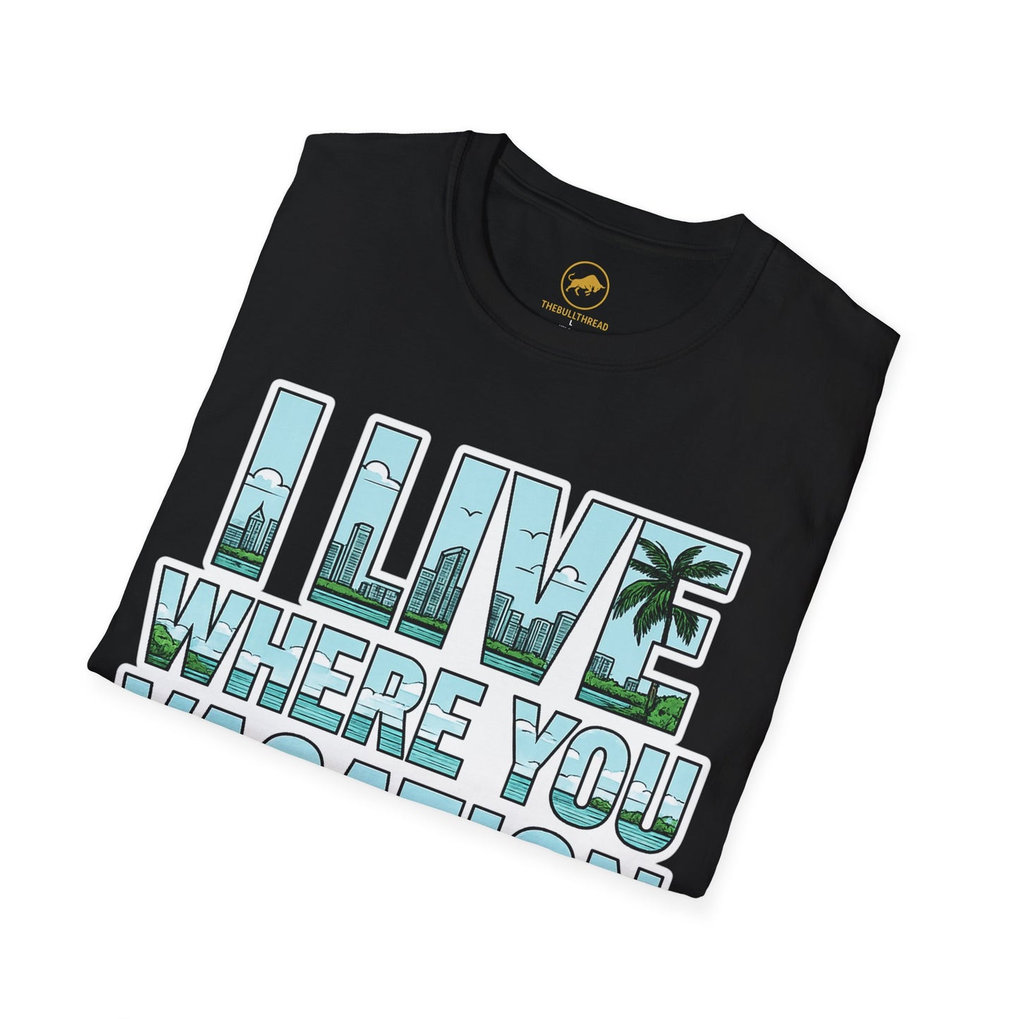Florida Beach Shirt | I Live Where You Vacation Tee | Coastal Vacation Graphic T-Shirt | Miami Beach Tropical Summer Shirt | Florida Gift.