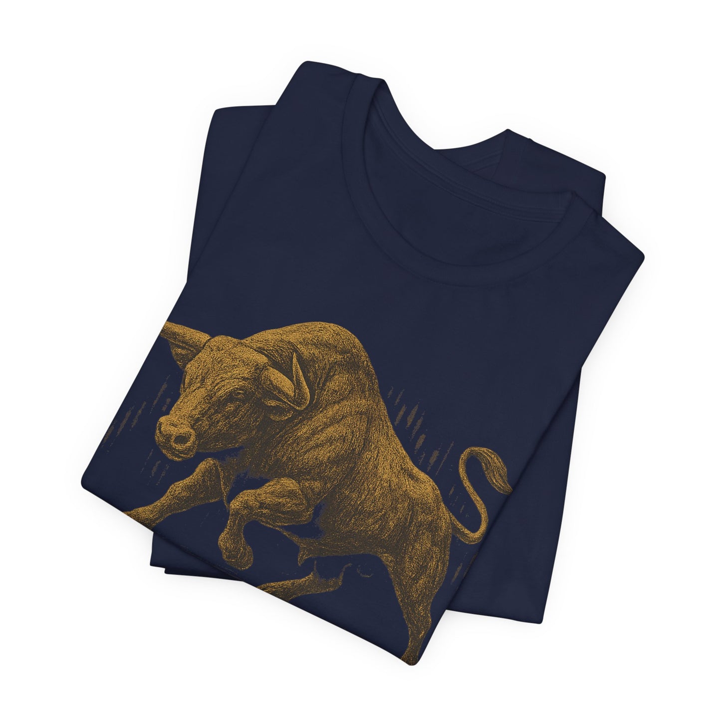Luxury Crypto Trader T-Shirt - Bulls Don’t Sleep Gold Charging Bull Design by TheBullThread