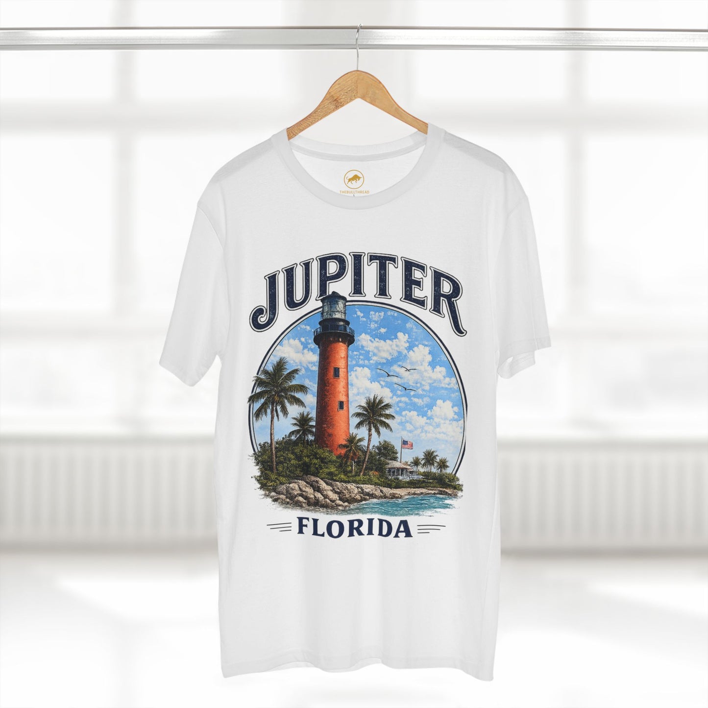 Jupiter Lighthouse Premium White Shirt, AS Colour 5001 Florida Lighthouse Tee, Jupiter Florida Coastal T Shirt, Beach Vacation Gift.