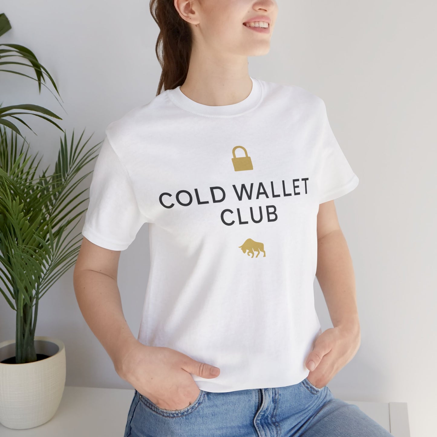 Premium Crypto Investor Shirt - Cold Wallet Club Gold Lock & Bull Design by TheBullThread