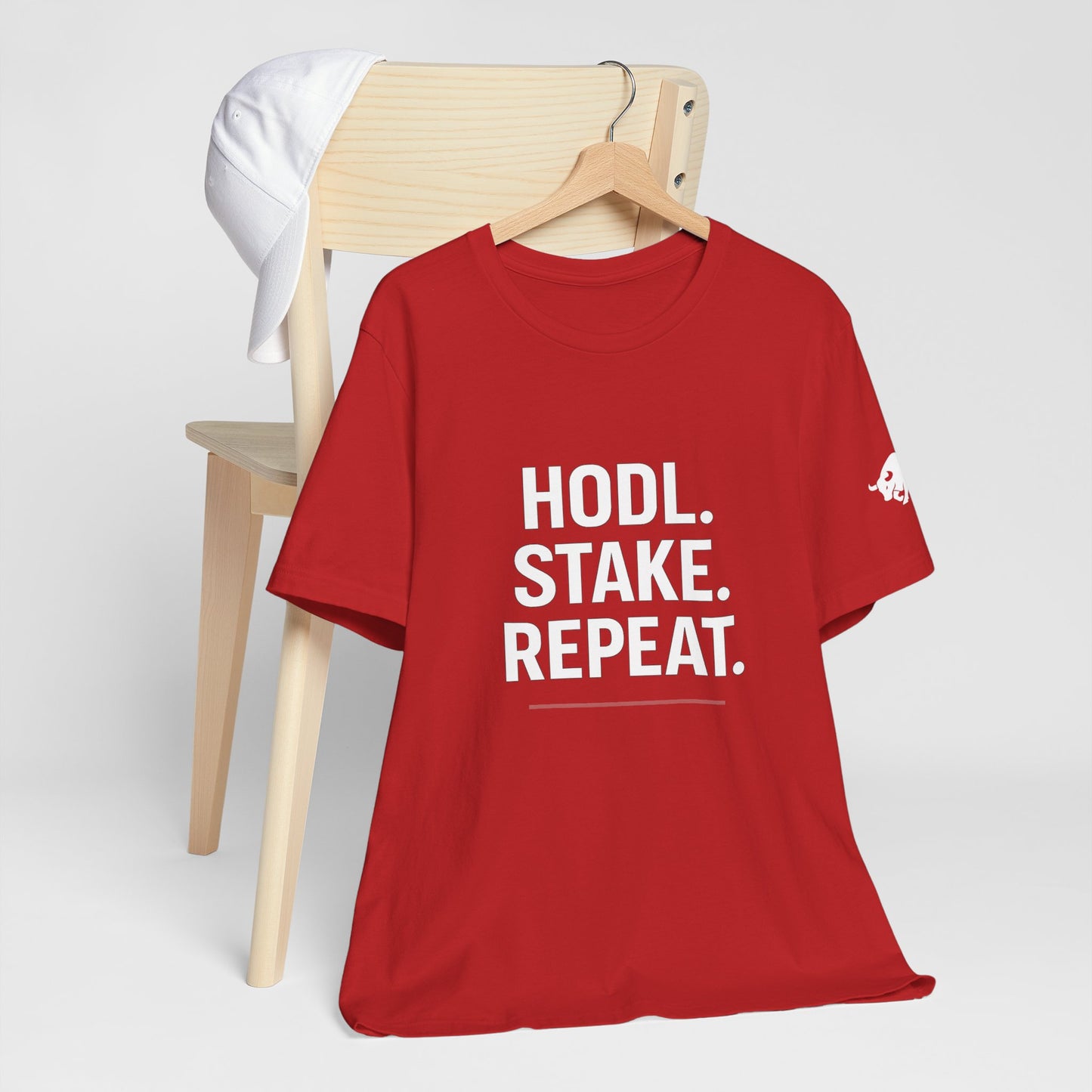 Premium Crypto Tee – HODL Stake Repeat Minimalist Streetwear by TheBullThread