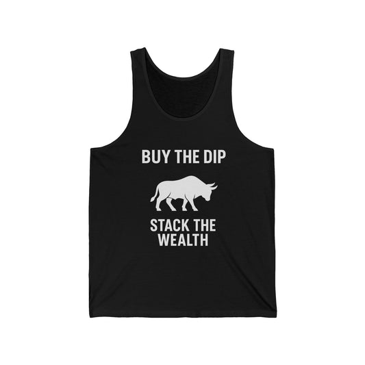 Buy The Dip Stack The Wealth Bull Tank Top | Crypto Investor Shirt | Minimalist Bitcoin XRP Ethereum Gym Tank | TheBullThread.