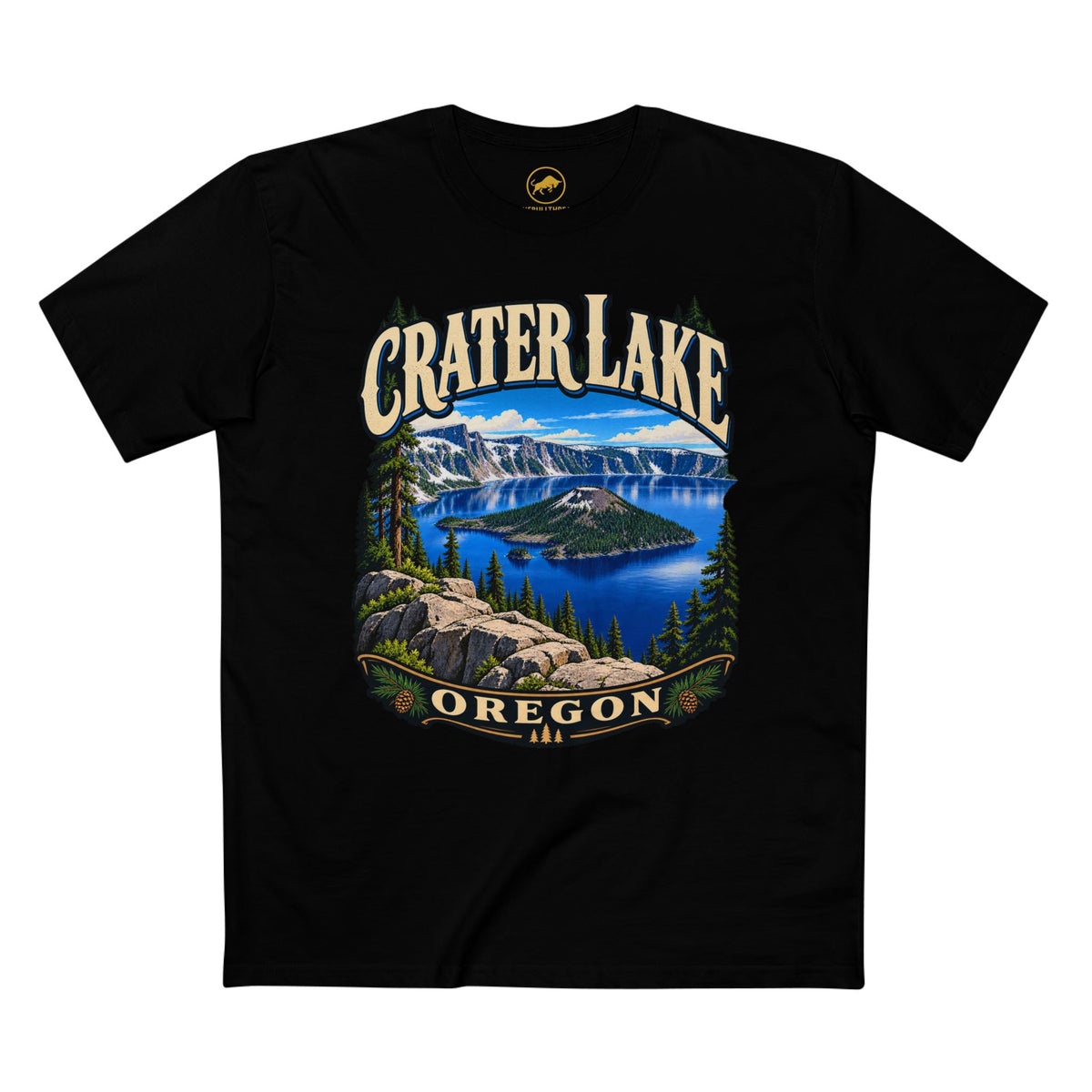 Crater Lake Oregon Shirt - Wizard Island Caldera Landscape Tee