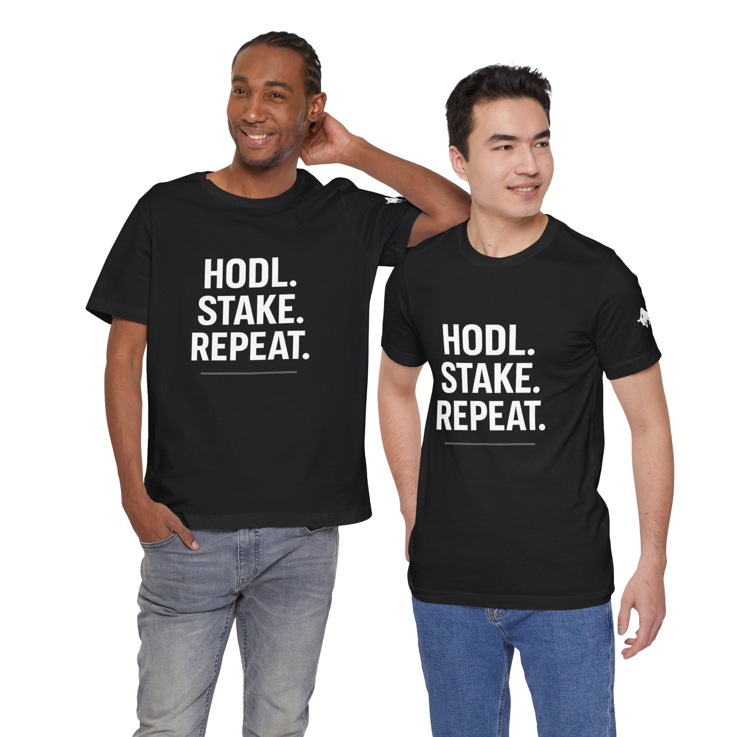 Premium Crypto Tee – HODL Stake Repeat Minimalist Streetwear by TheBullThread