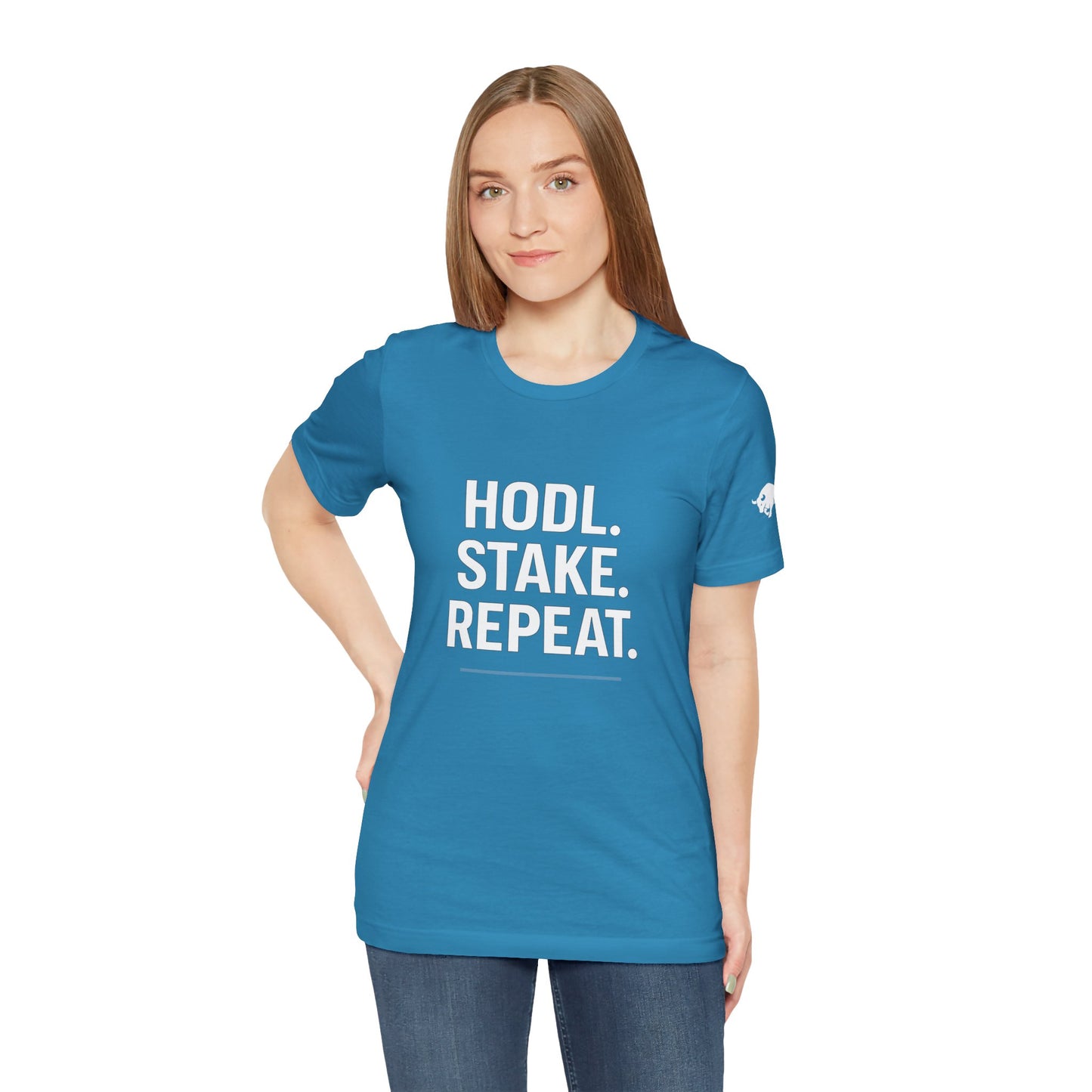 Premium Crypto Tee – HODL Stake Repeat Minimalist Streetwear by TheBullThread