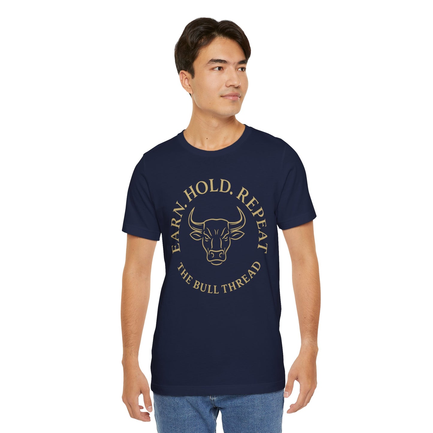 Premium Crypto Investor Tee - Earn Hold Repeat Emblem by TheBullThread