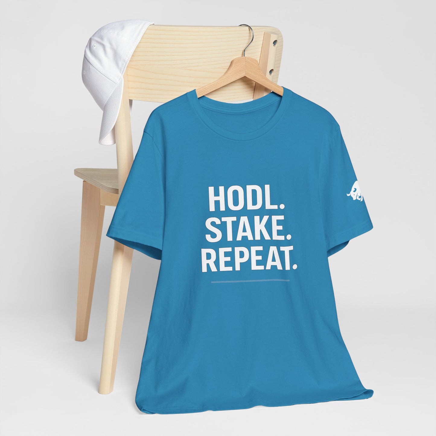 Premium Crypto Tee – HODL Stake Repeat Minimalist Streetwear by TheBullThread