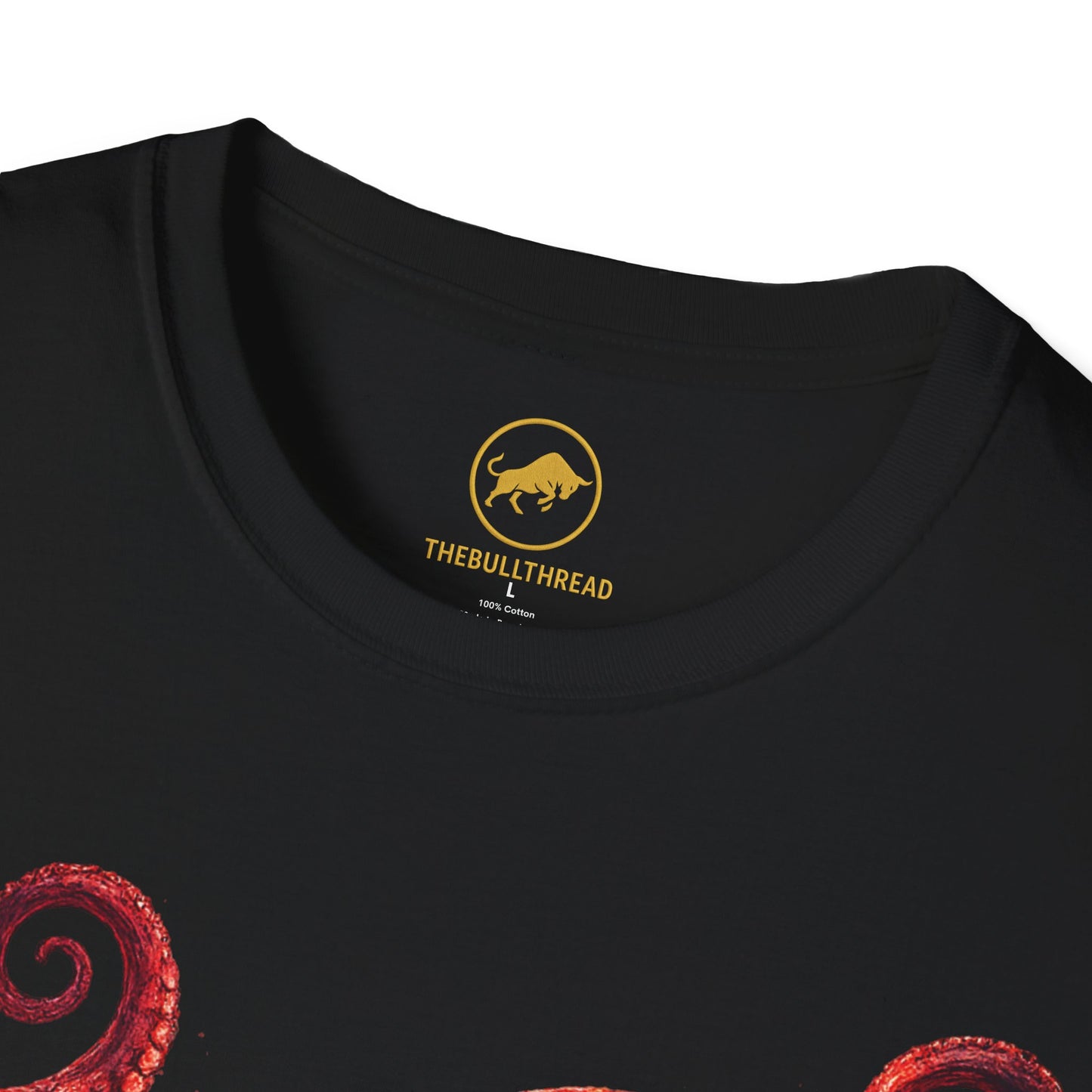 Premium Red Octopus Shirt, Glowing Kraken Ocean Tee, Fiery Deep Sea Graphic T Shirt, Coastal Nature Lover Gift, Bioluminescent Marine Art.