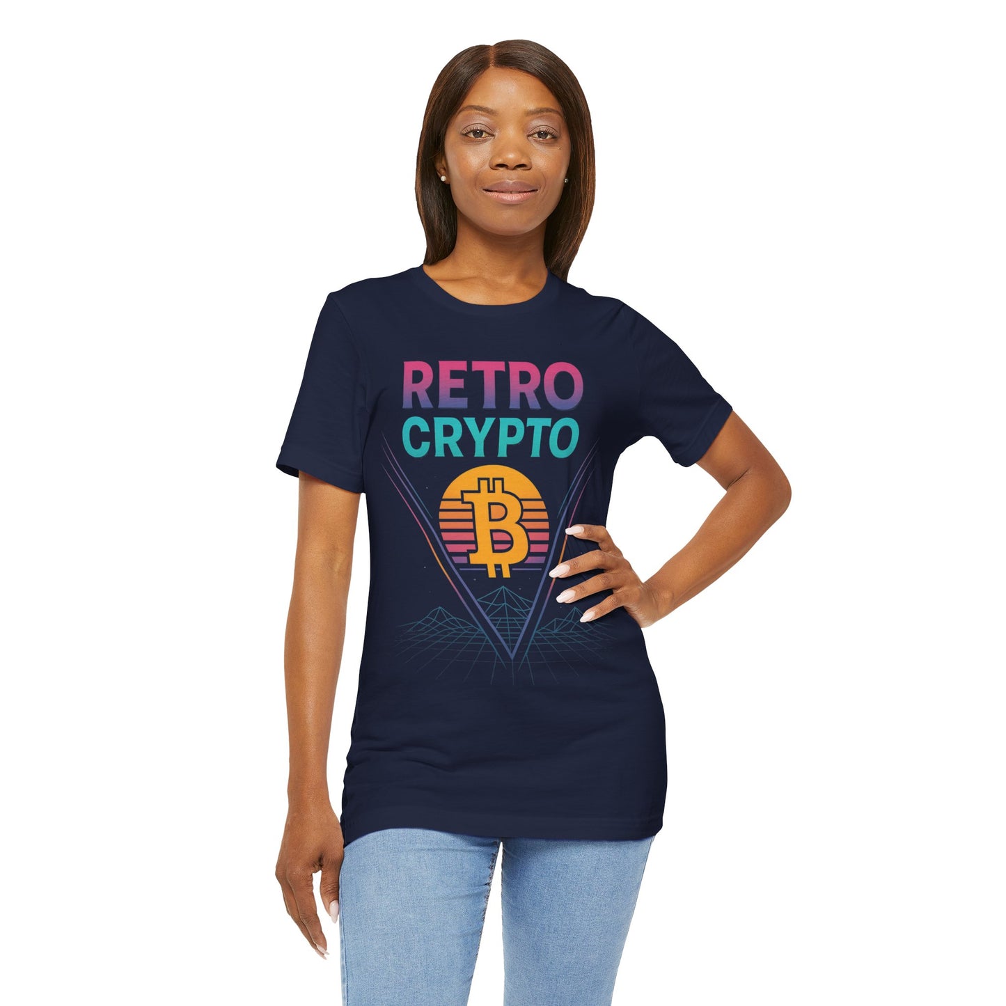 Retro Crypto T-Shirt - 80s Vaporwave Neon Bitcoin Design by TheBullThread