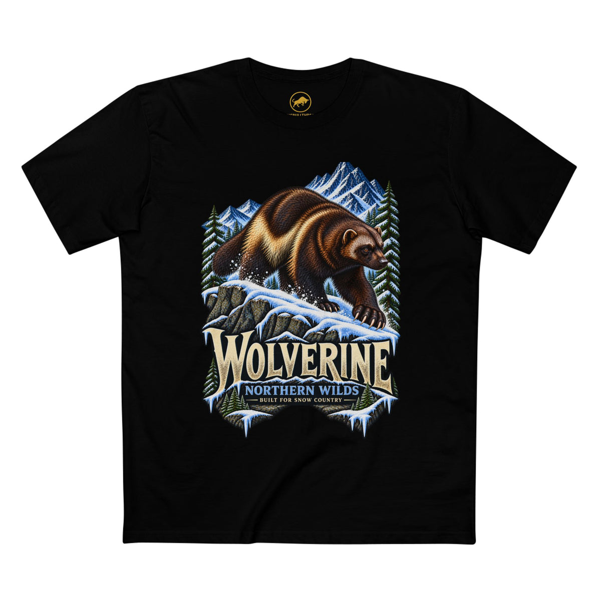 Wolverine Shirt, Northern Snow Country Wildlife Tee, Mountain Animal and Outdoors Gift.
