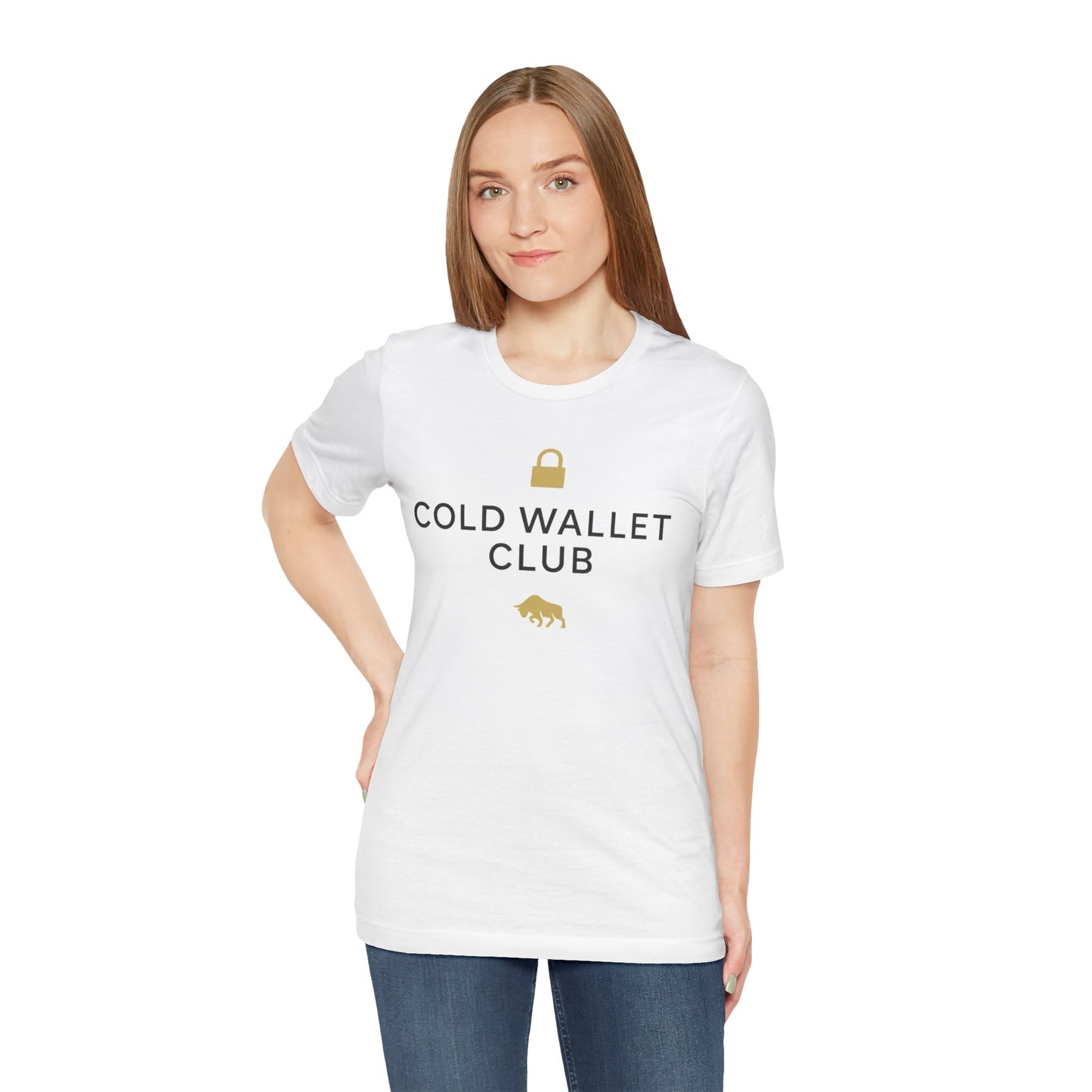 Premium Crypto Investor Shirt - Cold Wallet Club Gold Lock & Bull Design by TheBullThread