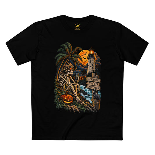Lighthouse Halloween Shirt – Skeleton Beach Tee – TheBullThread product artwork