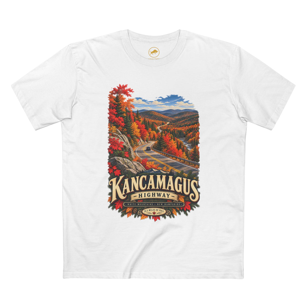 Kancamagus Highway Autumn Landscape T-Shirt | White Tee.