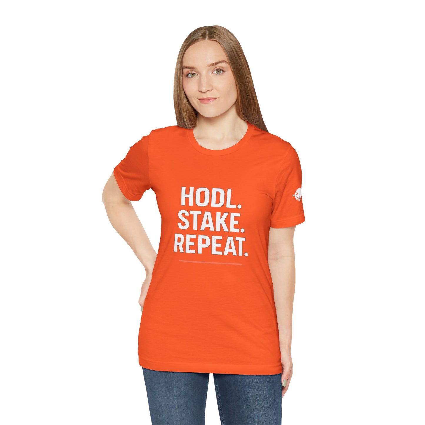 Premium Crypto Tee – HODL Stake Repeat Minimalist Streetwear by TheBullThread