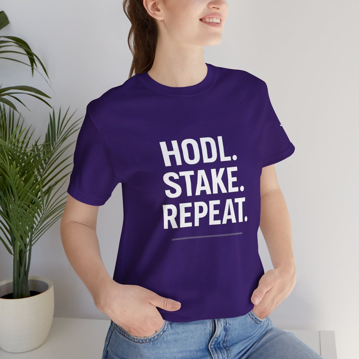 Premium Crypto Tee – HODL Stake Repeat Minimalist Streetwear by TheBullThread