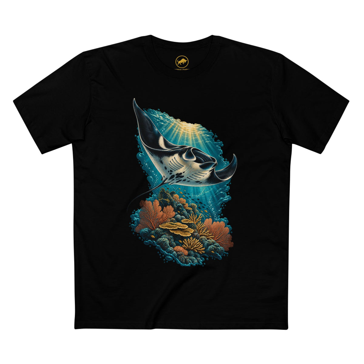 Oceanic Manta Ray Shirt, Coral Reef Marine Wildlife Tee, Ocean Lover and Diver Gift.