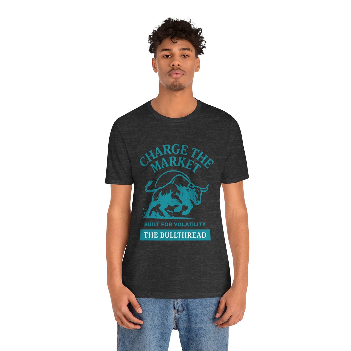 Premium Crypto Investor Shirt - Charge the Market Turquoise Bull Graphic by TheBullThread