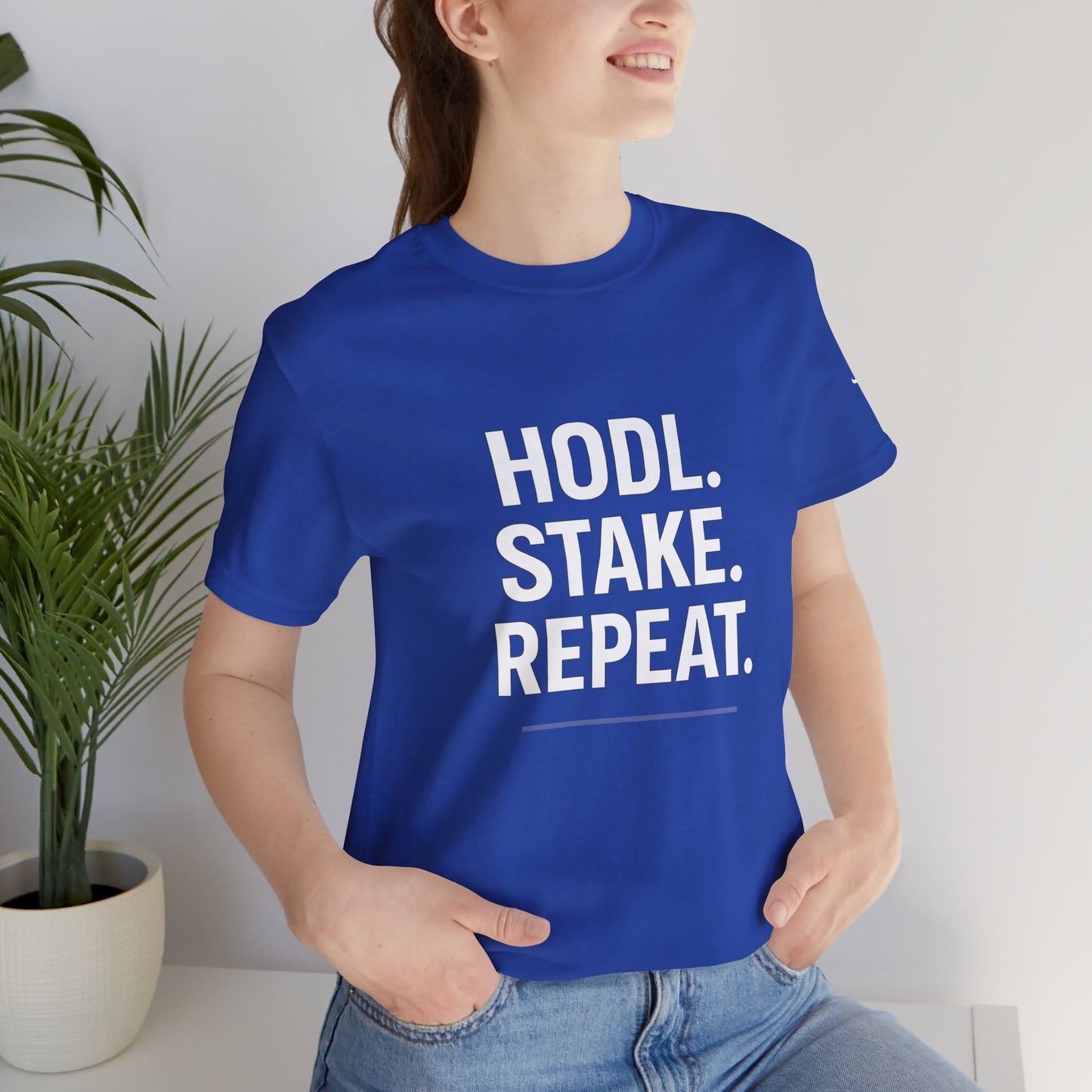 Premium Crypto Tee – HODL Stake Repeat Minimalist Streetwear by TheBullThread