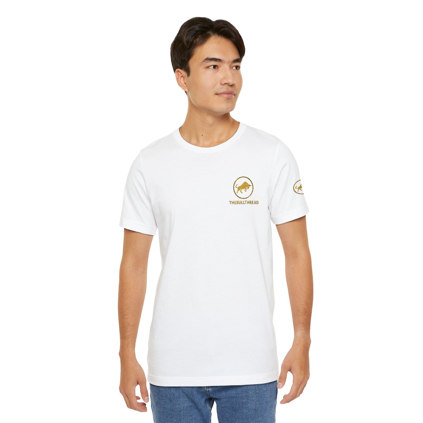 Classic Embroidered Tee - Premium Gold Bull Ring Logo by TheBullThread