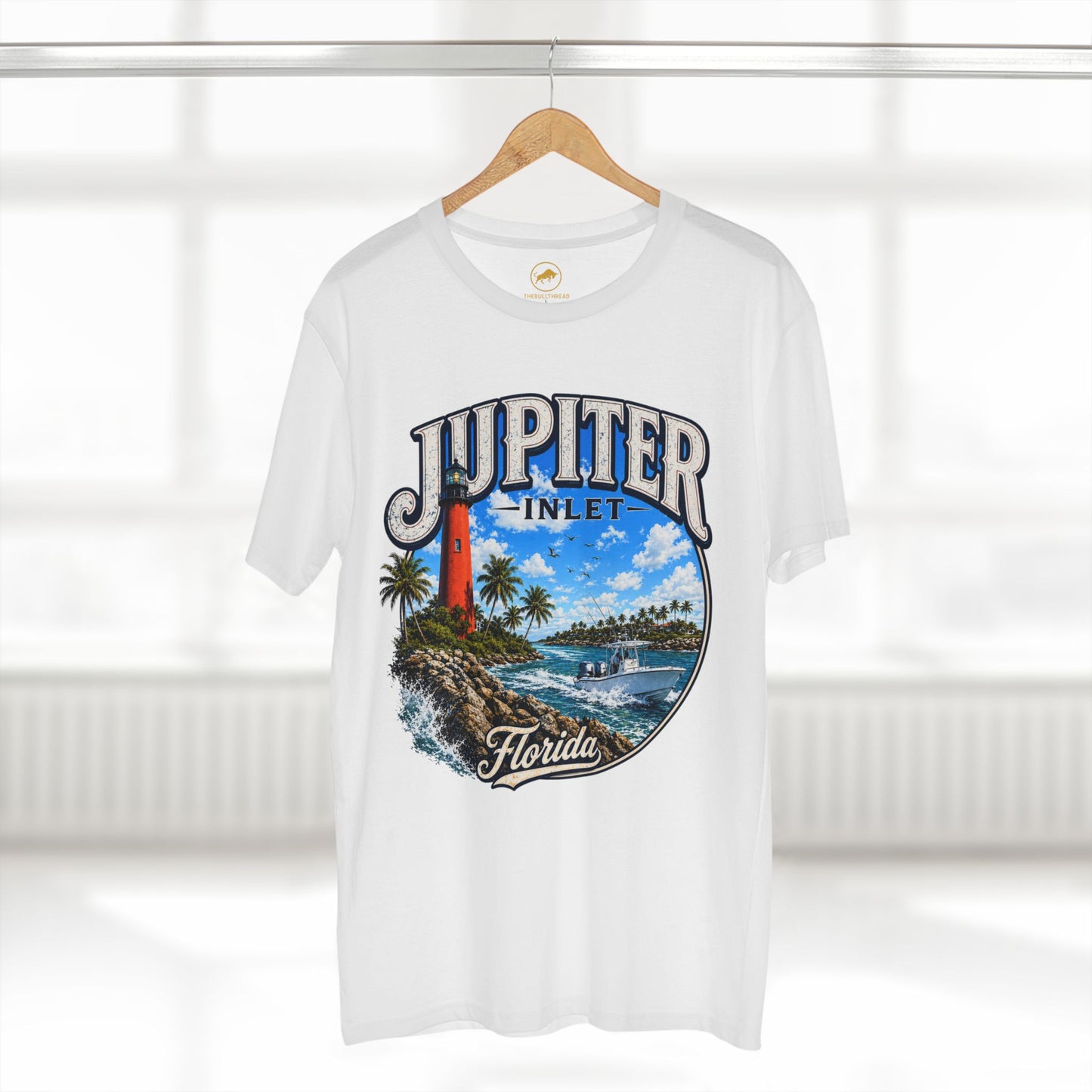 Jupiter Inlet Florida Premium White Shirt, AS Colour 5001 Lighthouse Boat Tee, Coastal Florida T Shirt, Tee, Jupiter Lighthouse.