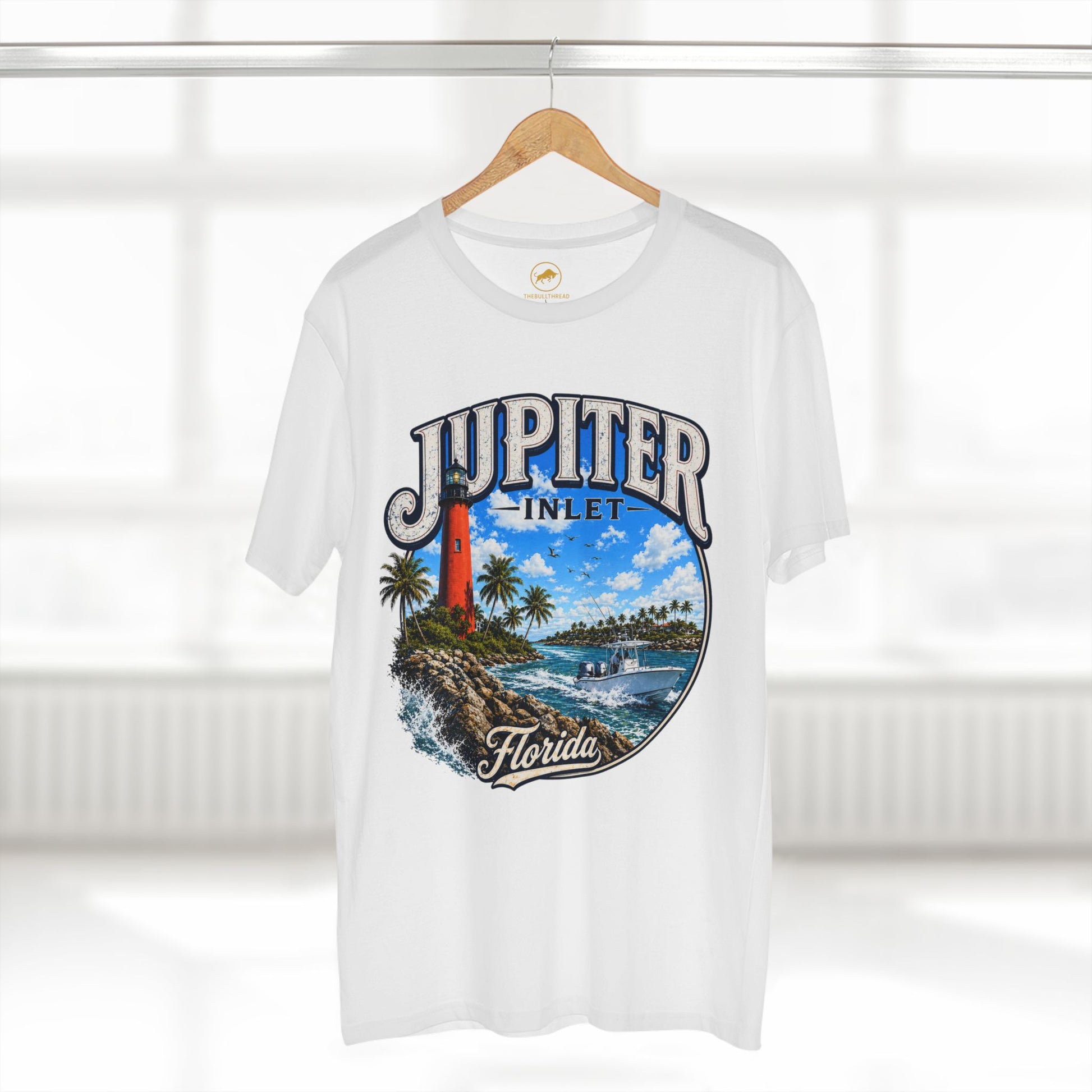 Jupiter Inlet Florida Premium White Shirt, AS Colour 5001 Lighthouse Boat Tee, Coastal Florida T Shirt, Tee, Jupiter Lighthouse.