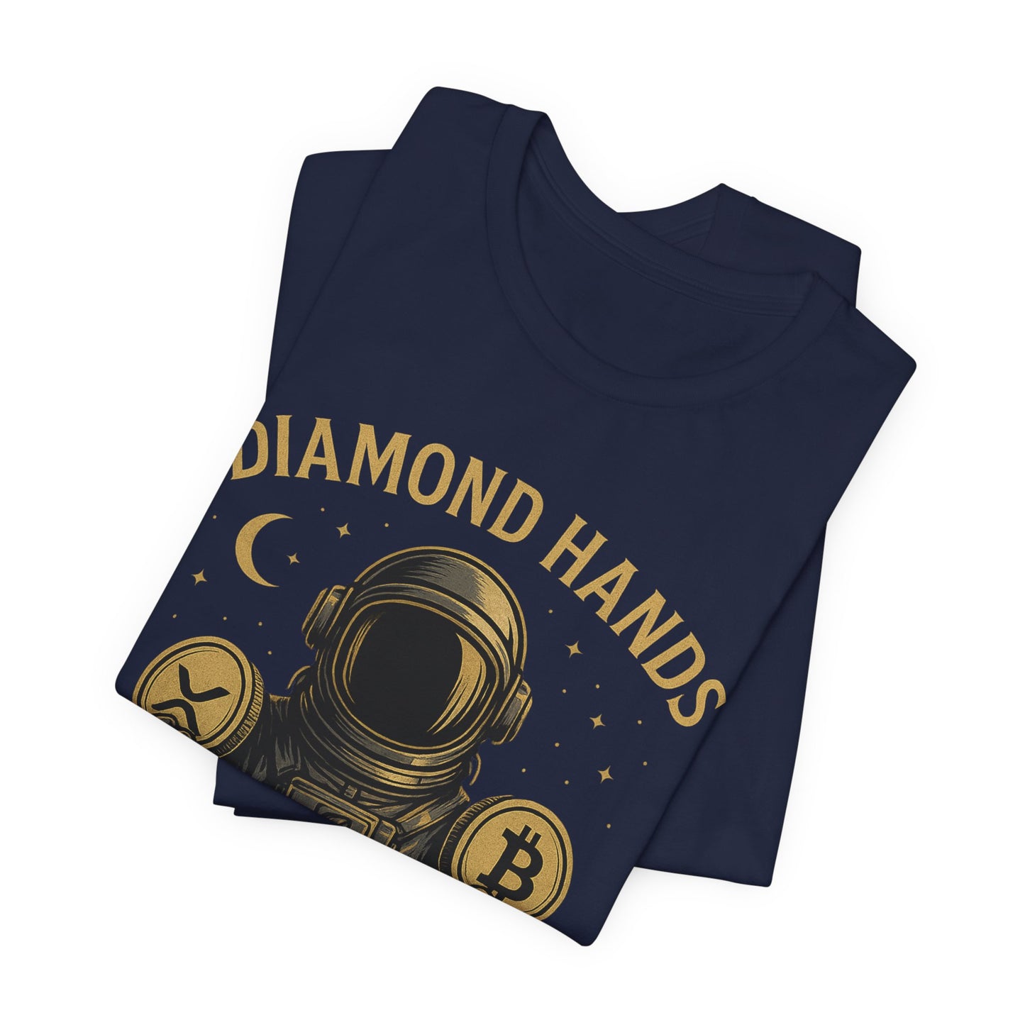 Premium Space Crypto T-Shirt – Bitcoin XRP Astronaut Diamond Hands Design by TheBullThread