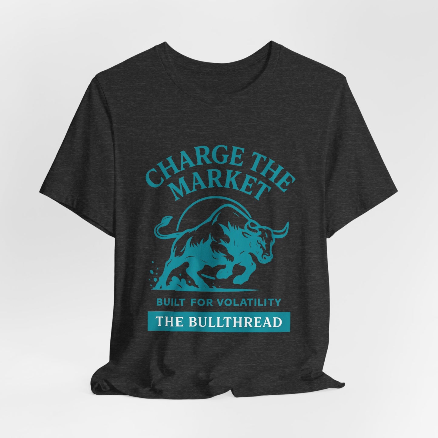Premium Crypto Investor Shirt - Charge the Market Turquoise Bull Graphic by TheBullThread