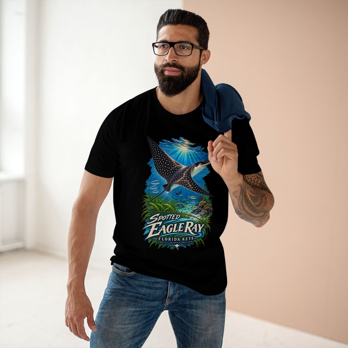 Spotted Eagle Ray Shirt, Florida Keys Marine Wildlife T-Shirt, Scuba Diving Ocean Tee.