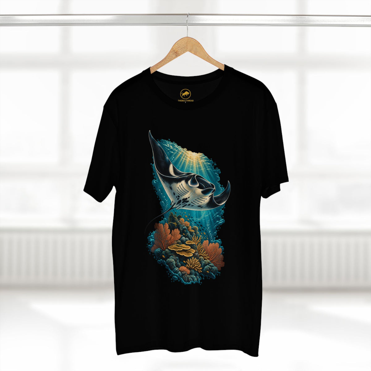 Oceanic Manta Ray Shirt, Coral Reef Marine Wildlife Tee, Ocean Lover and Diver Gift.