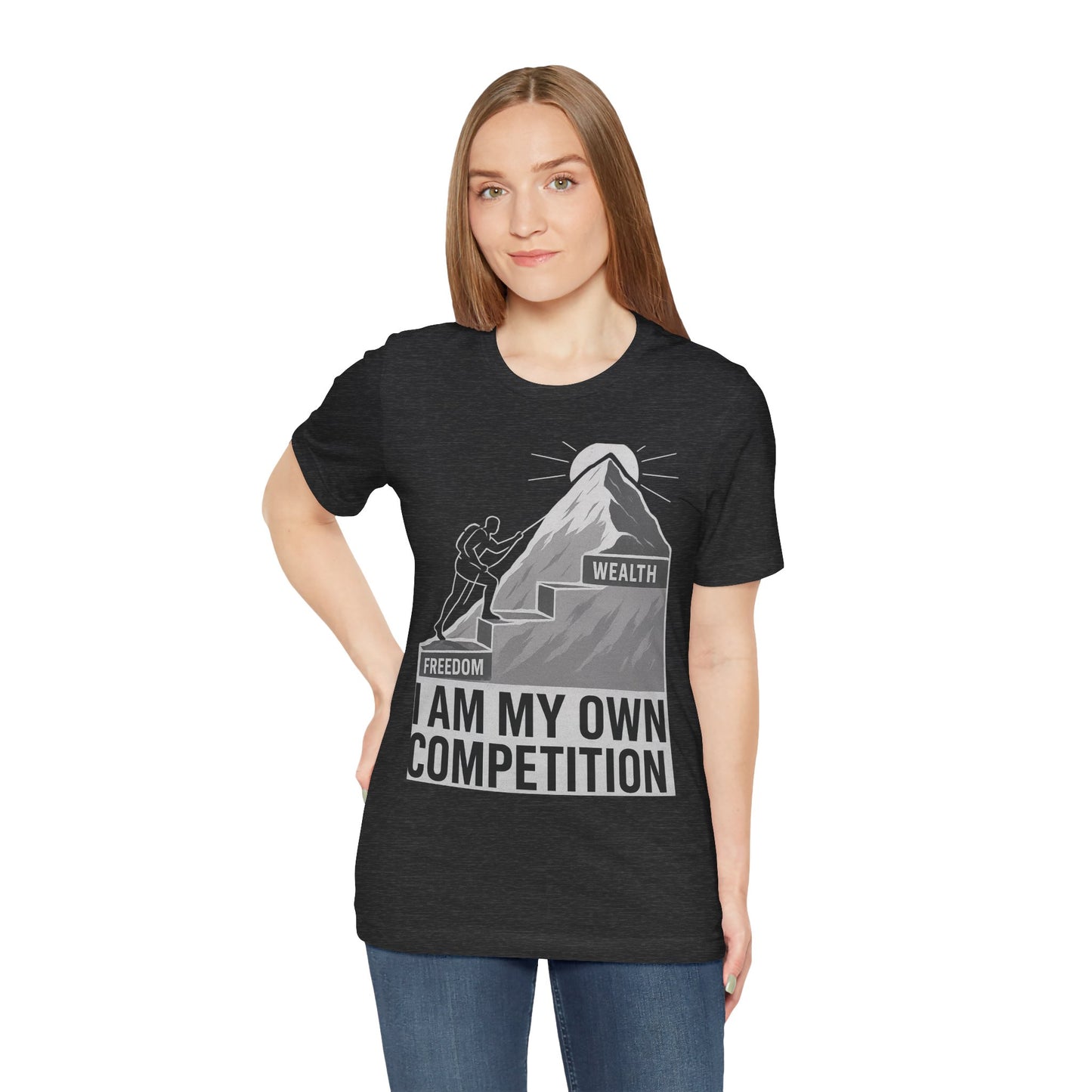 Premium Motivational T-Shirt – I Am My Own Competition Climbing Design by TheBullThread