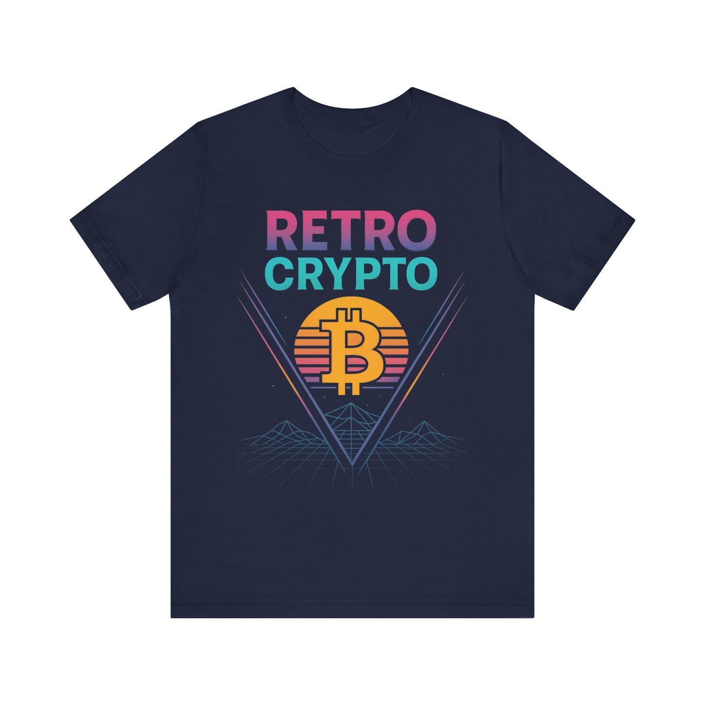 Retro Crypto T-Shirt - 80s Vaporwave Neon Bitcoin Design by TheBullThread