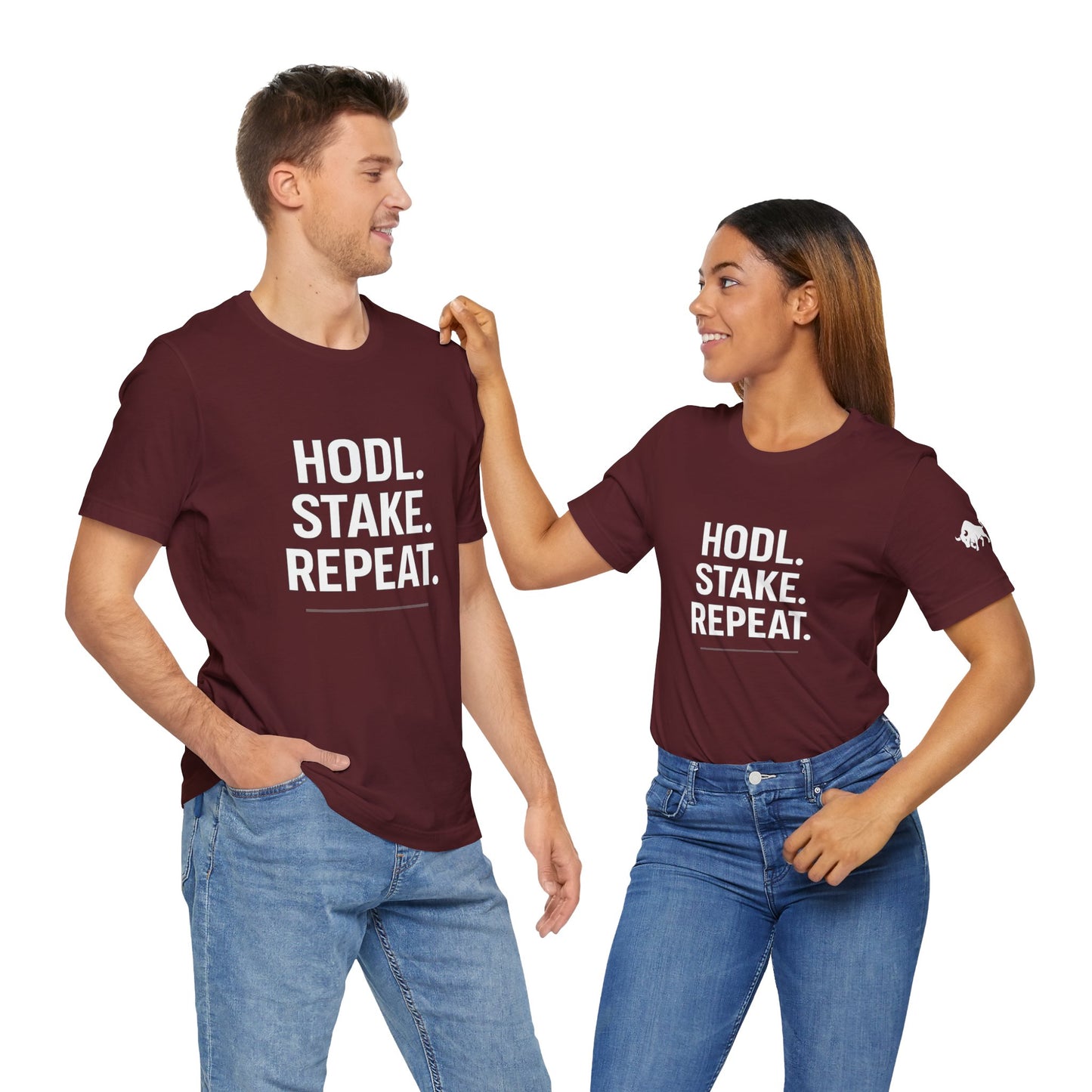 Premium Crypto Tee – HODL Stake Repeat Minimalist Streetwear by TheBullThread