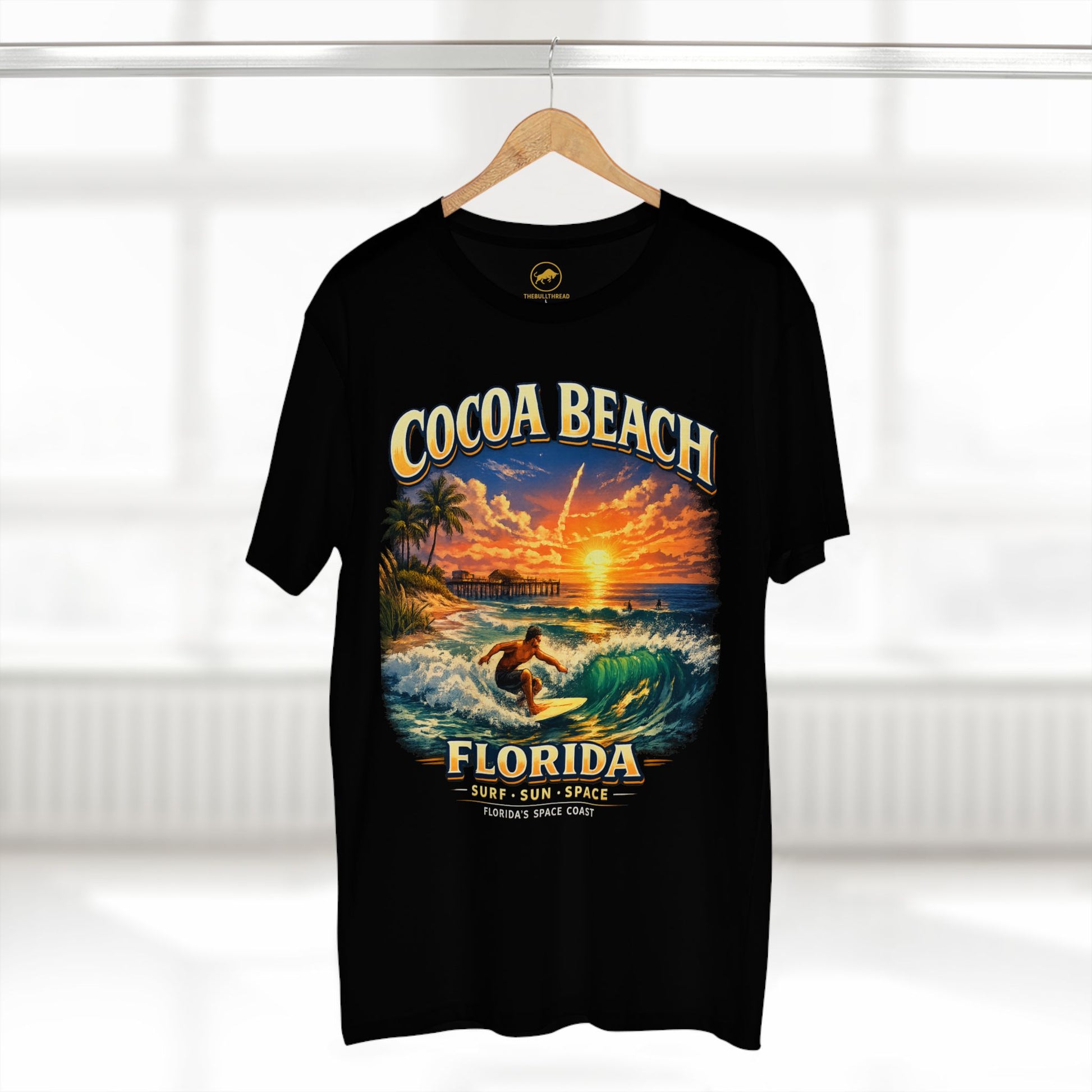 Cocoa Beach Florida Shirt, Vintage Surfing T-Shirt, Space Coast Rocket Launch Tee, Beach Vacation Gift, Florida Surfer Graphic Tee.