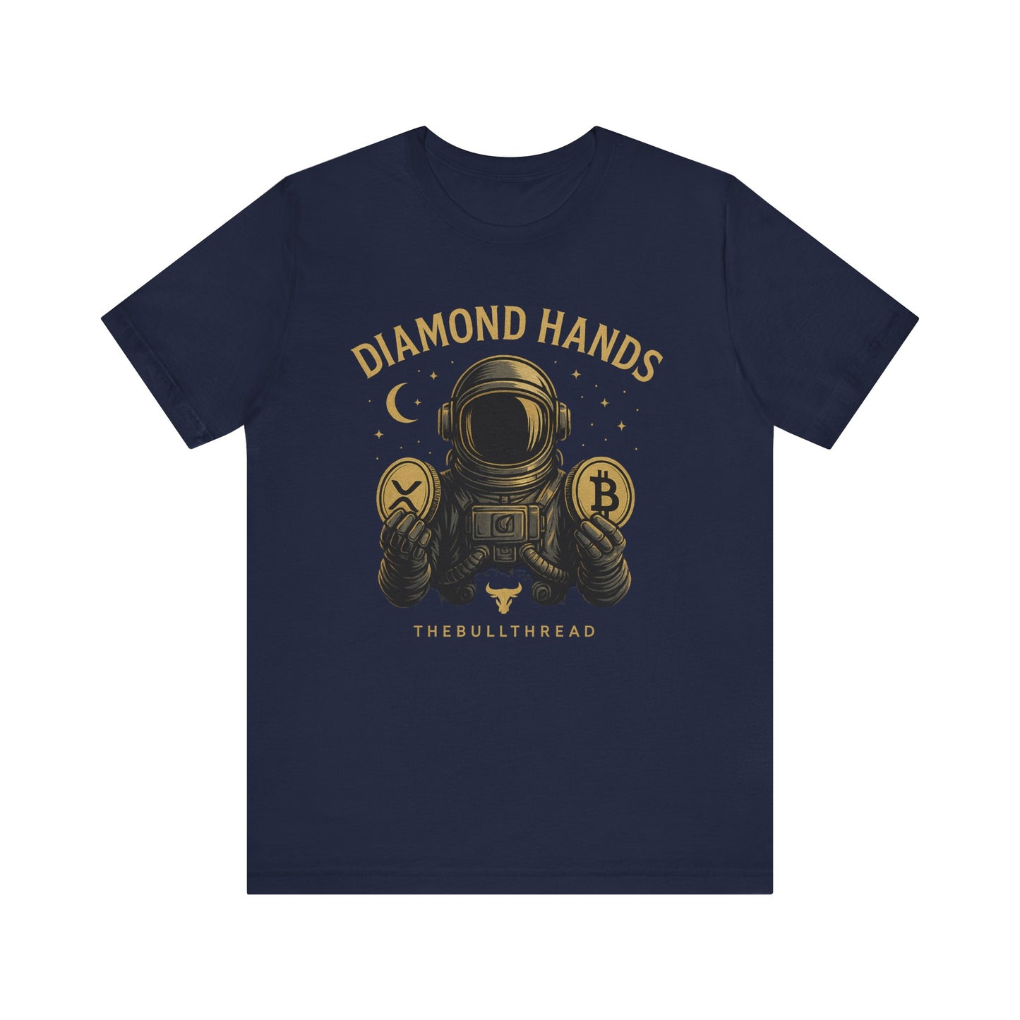 Premium Space Crypto T-Shirt – Bitcoin XRP Astronaut Diamond Hands Design by TheBullThread