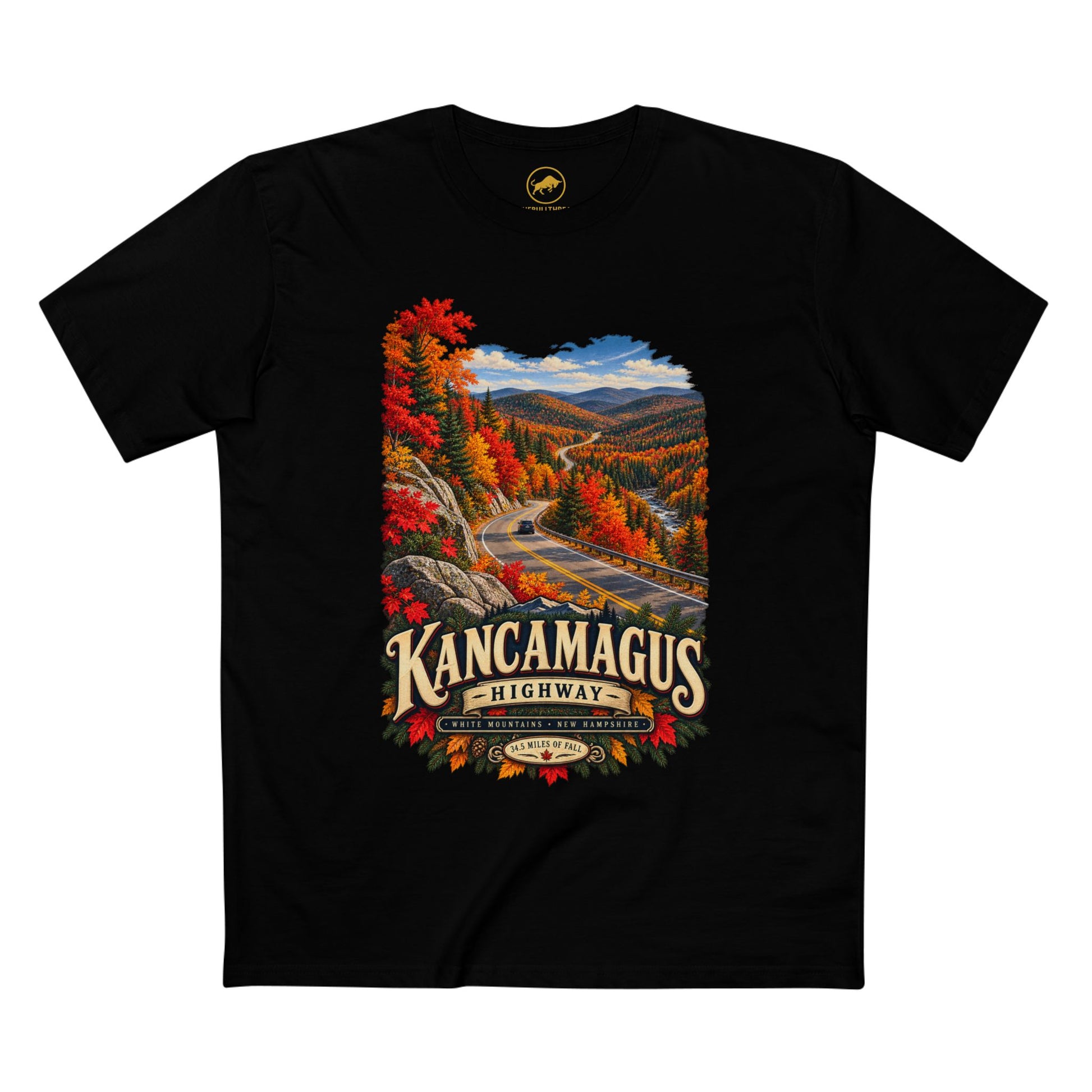 Kancamagus Highway Autumn Landscape T-Shirt | White Tee.