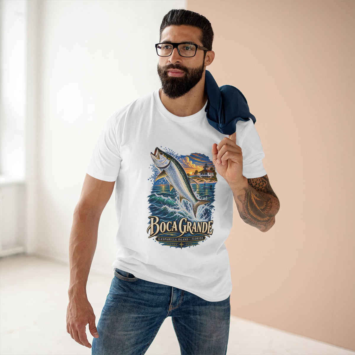 Boca Grande Tarpon Fishing Shirt, Gasparilla Island Florida Tee, Port Boca Grande Lighthouse.