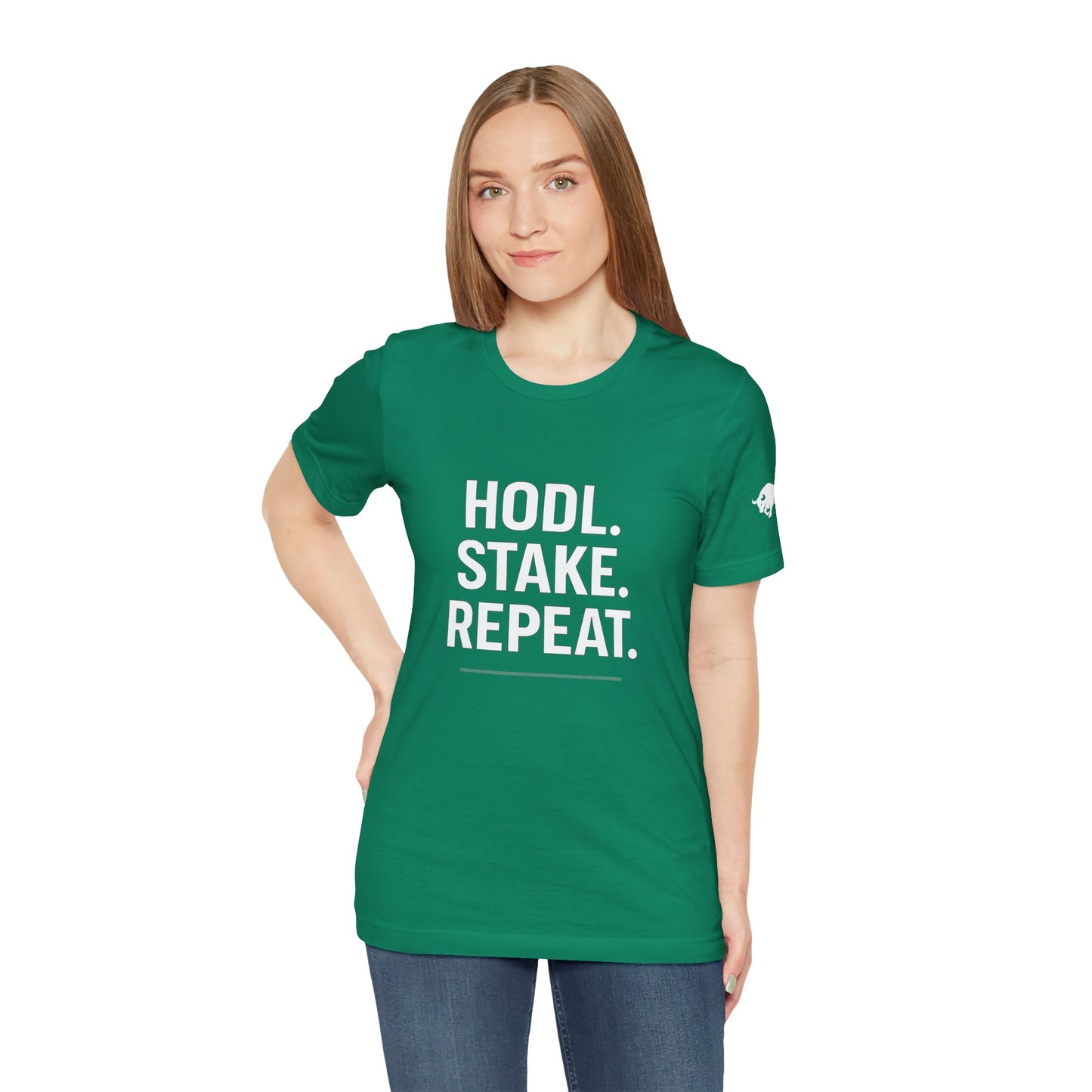 Premium Crypto Tee – HODL Stake Repeat Minimalist Streetwear by TheBullThread